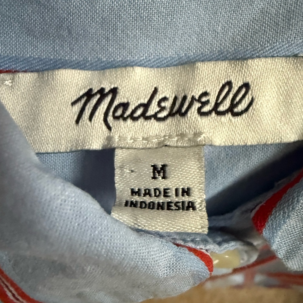 Madewell Light Blue Shirt with Red Accents